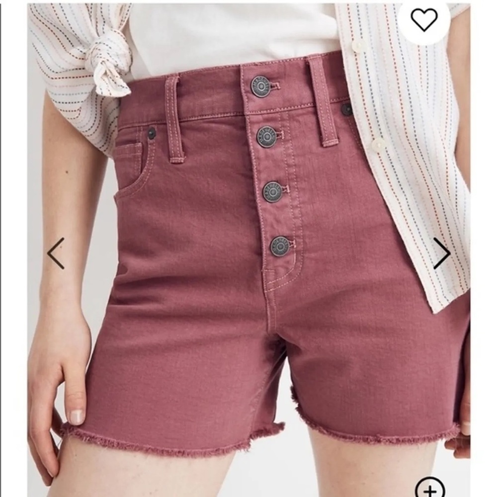 NWOT Madewell High-Rise Denim Shorts: Garment-Dyed Button-Front Edition